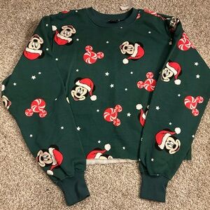 New With Tags - Disney - Mickey Mouse - Santa - Cropped Sweatshirt - Size Small